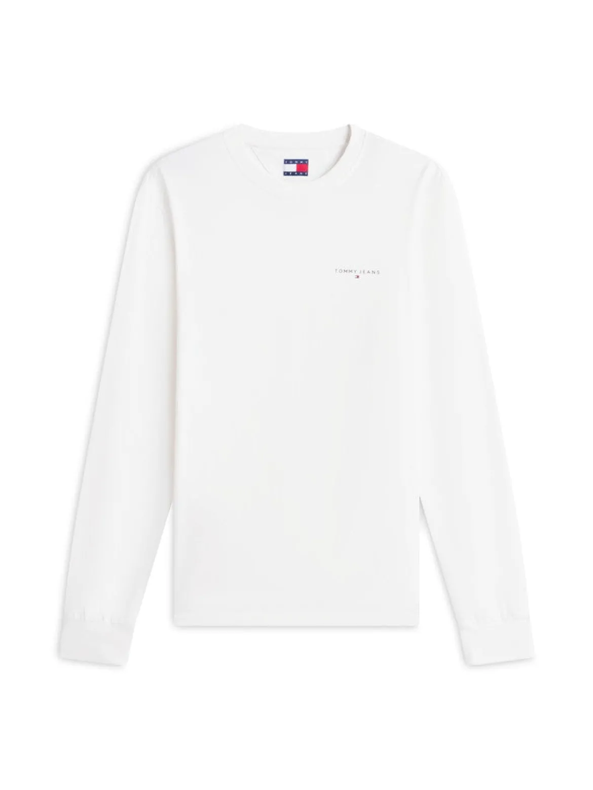 Tommy Jeans miesten pitkähihainen paita Slim Chest Linear LS Tee, luonnonvalkoinen
