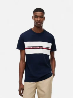 Tommy Jeans miesten t-paita Signature Logo Tape, tummansininen