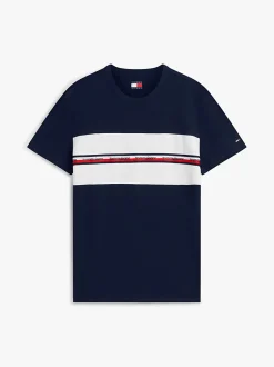 Tommy Jeans miesten t-paita Signature Logo Tape, tummansininen