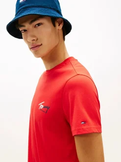 Tommy Jeans miesten t-paita Slim Sign Chest, punainen