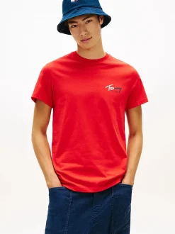 Tommy Jeans miesten t-paita Slim Sign Chest, punainen
