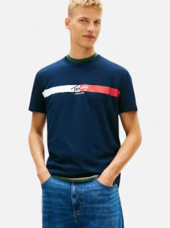 Tommy Jeans miesten t-paita TJM REG SIGNATURE STRIPE T EXT, tummansininen