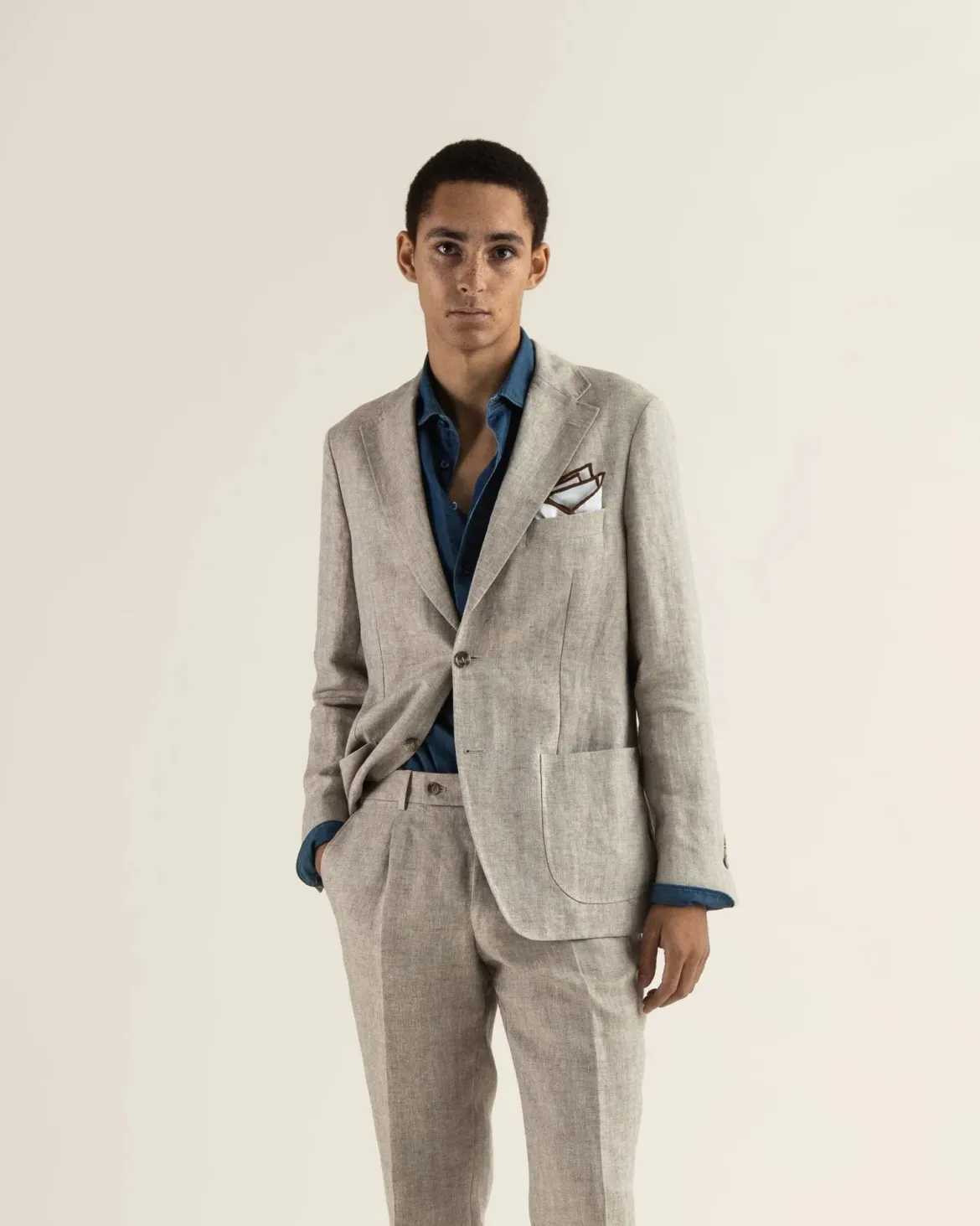 Turo irtotakki Bilbao HL Modern Fit Linen Jacket, ruskea
