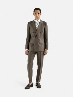Turo puvunhousut Hanko 3 Pleated Trousers Vitale, ruskea