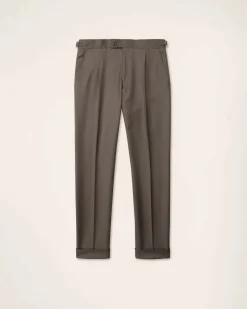 Turo puvunhousut Hanko 3 Pleated Trousers Vitale, ruskea
