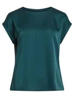 Vila lyhythihainen toppi, VIELLETTE S/S SATIN TOP Ponderosa Pine