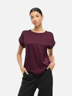 Vila lyhythihainen toppi, VIELLETTE S/S SATIN TOP Fig