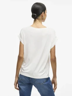 Vila lyhythihainen toppi, VIELLETTE S/S SATIN TOP Snow White