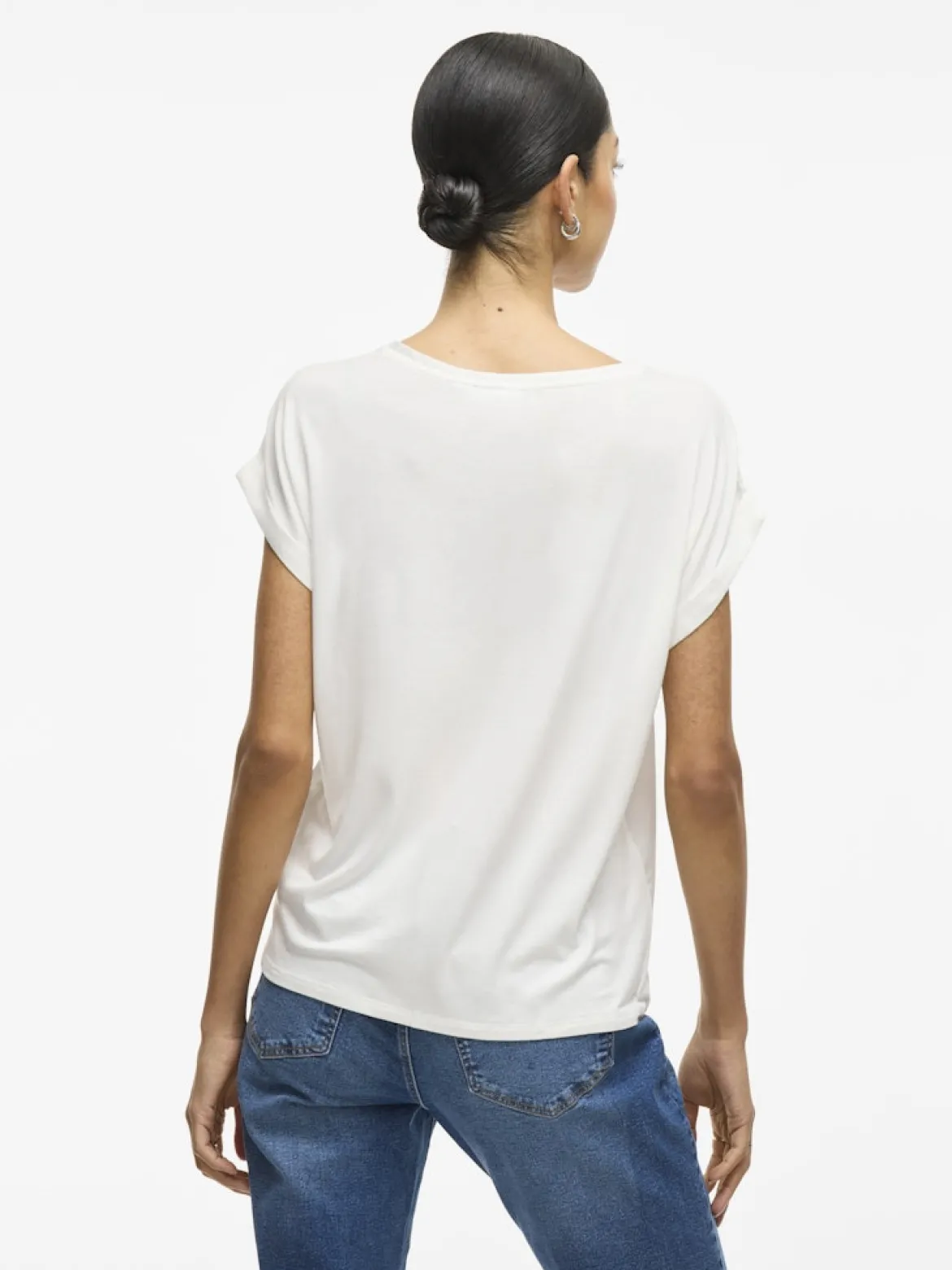 Vila lyhythihainen toppi, VIELLETTE S/S SATIN TOP Snow White