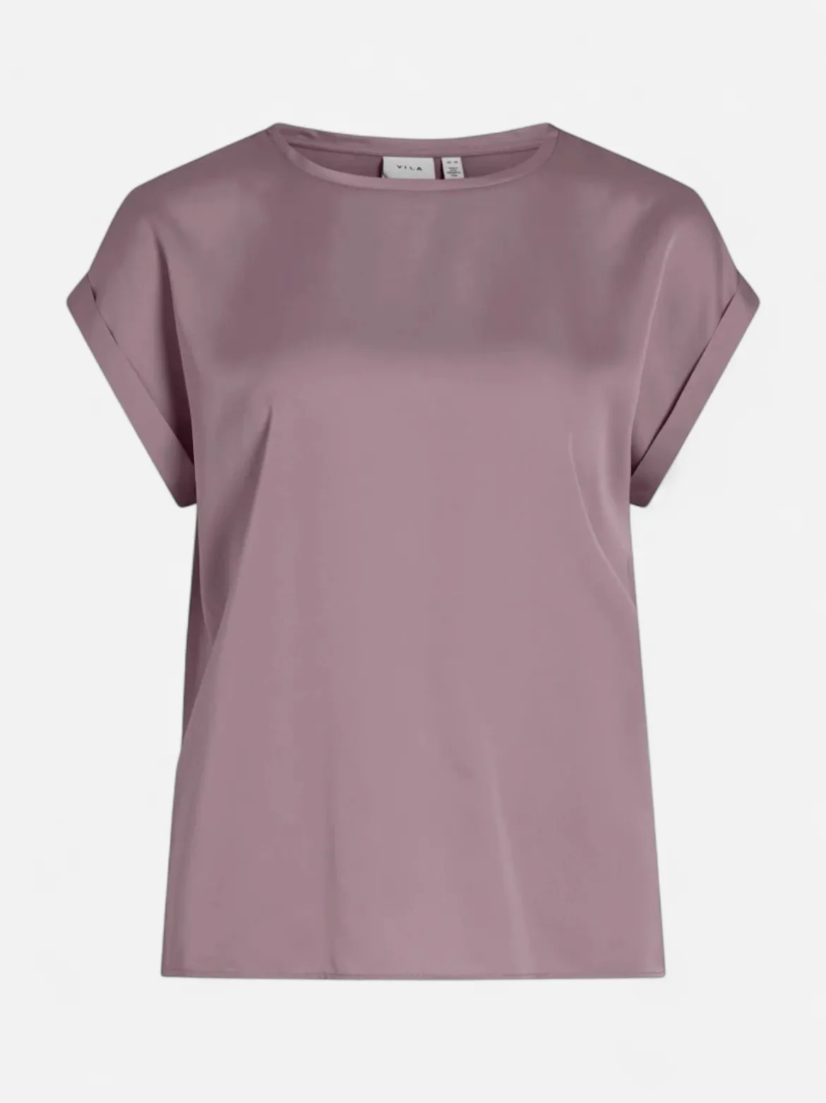 Vila lyhythihainen toppi, VIELLETTE S/S SATIN TOP Toadstool