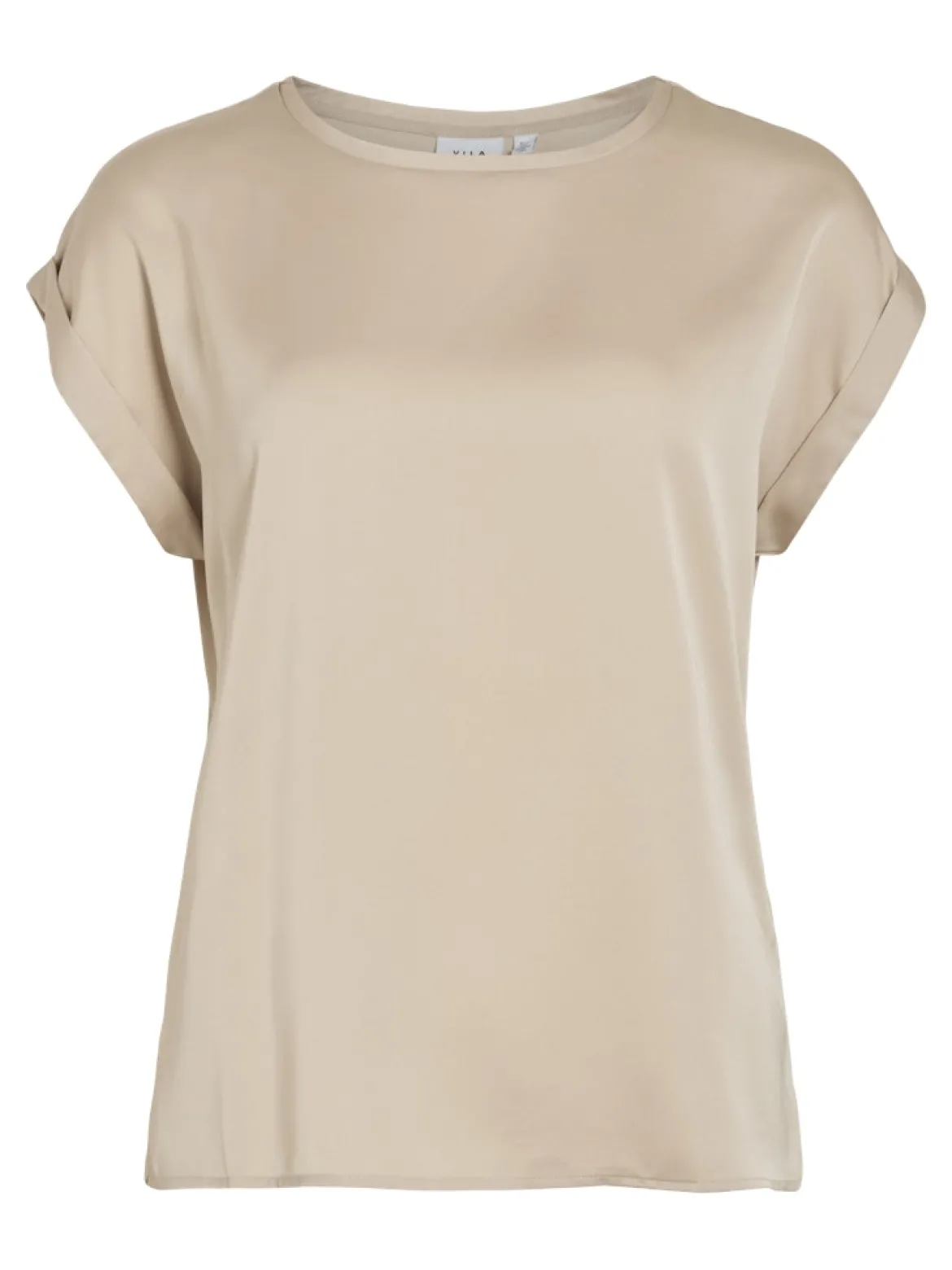 Vila lyhythihainen toppi, VIELLETTE S/S SATIN TOP Cement