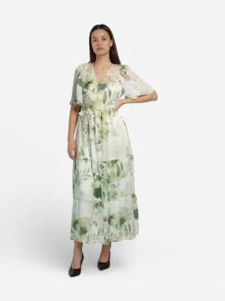 Vila mekko VIMolina V-Neck 2/4 Ankle Dress, Birch Molina