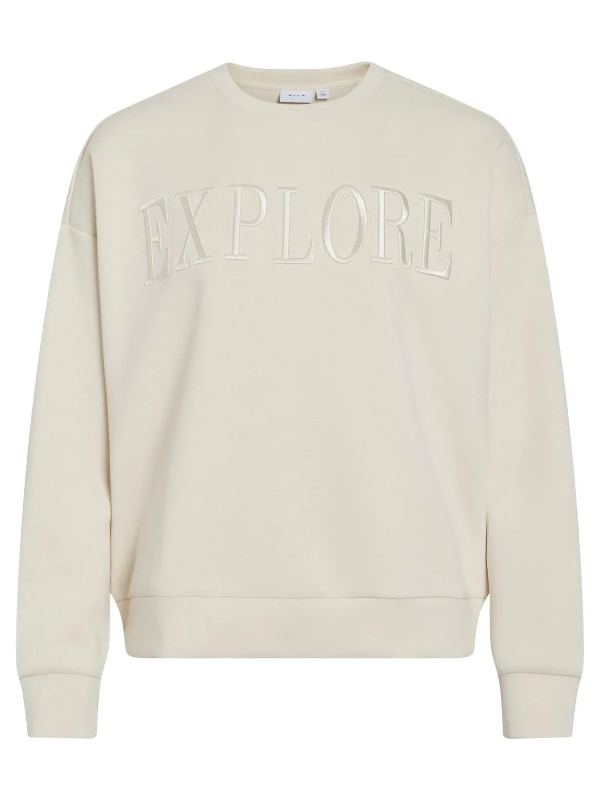 Vila naisten collegepaita VIREFLECT New EMB L/S Sweat Top Explore, Birch