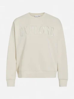 Vila naisten collegepaita VIREFLECT New EMB L/S Sweat Top Explore, Birch