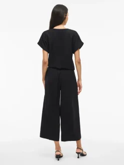 Vila naisten housut, VIMARLEE HW WIDE CULOTTE PANTS Black Beauty
