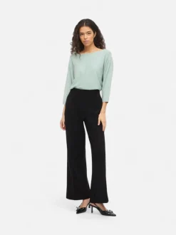 Vila naisten housut VIWINNIE CLUA HW WIDE PANTS, musta