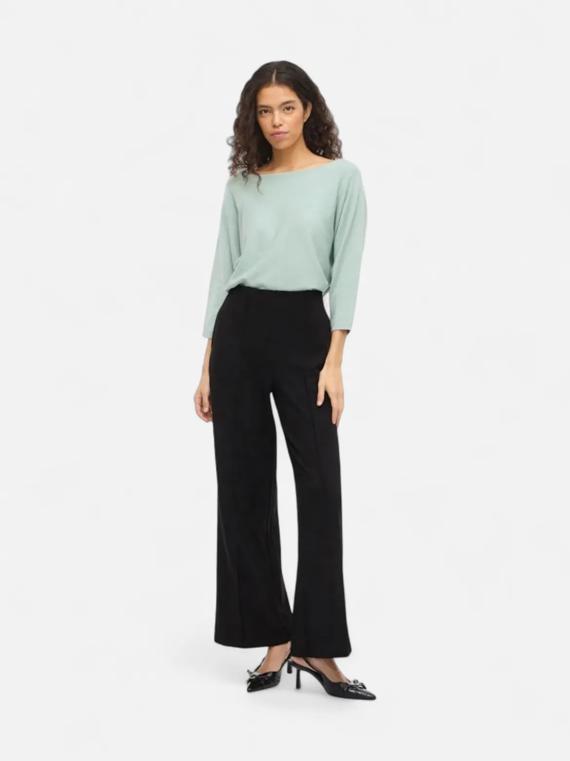 Vila naisten housut VIWINNIE CLUA HW WIDE PANTS, musta