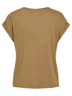 Vila naisten lyhythihainen toppi K-Viellette S/S Satin Top - NOOS, Bistre