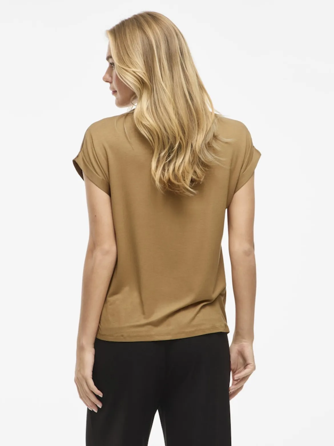 Vila naisten lyhythihainen toppi K-Viellette S/S Satin Top - NOOS, Bistre