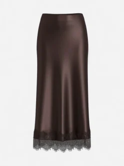 Vila naisten maxihame VIELLETTE HW ANKLE LACE SKIRT NOOS, Coffee Bean