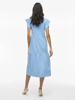 Vila naisten mekko, VISUMMER S/S MIDI DRESS Blissful Blue
