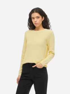 Vila naisten neulepaita VIDalo O-Neck L/S Knit Top-NOOS, Pastel Yellow