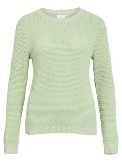 Vila naisten neulepaita VIDalo O-Neck L/S Knit Top-NOOS, Smoke Green