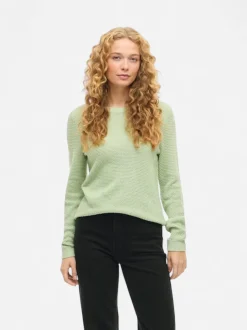 Vila naisten neulepaita VIDalo O-Neck L/S Knit Top-NOOS, Smoke Green