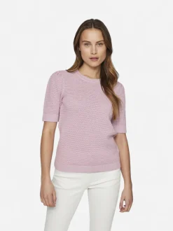 Vila naisten neulepusero, VIDALO O-NECK S/S KNIT TOP Vaaleanpunainen