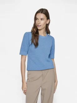 Vila naisten neulepusero, VIDALO O-NECK S/S KNIT TOP Vaaleansininen