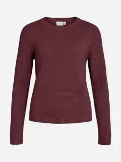 Vila naisten neulepusero Vidalo O-Neck L/S Knit Top, Port Royale