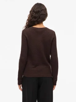 Vila naisten neulepusero Vidalo O-Neck L/S Knit Top, Coffee Bean