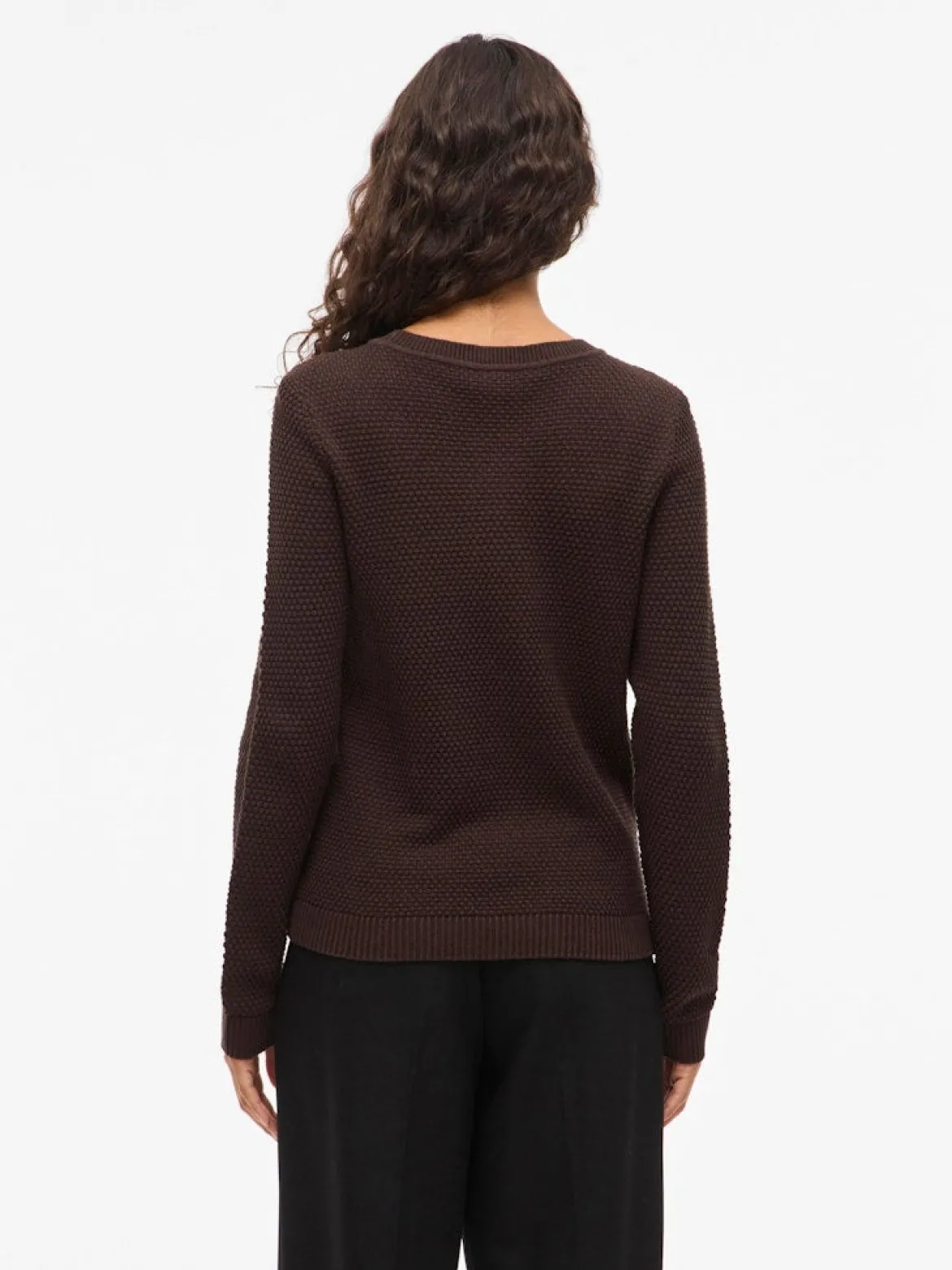 Vila naisten neulepusero Vidalo O-Neck L/S Knit Top, Coffee Bean