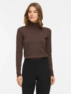 Vila naisten neulepusero Vimalu Rollneck, Coffee Bean Melange