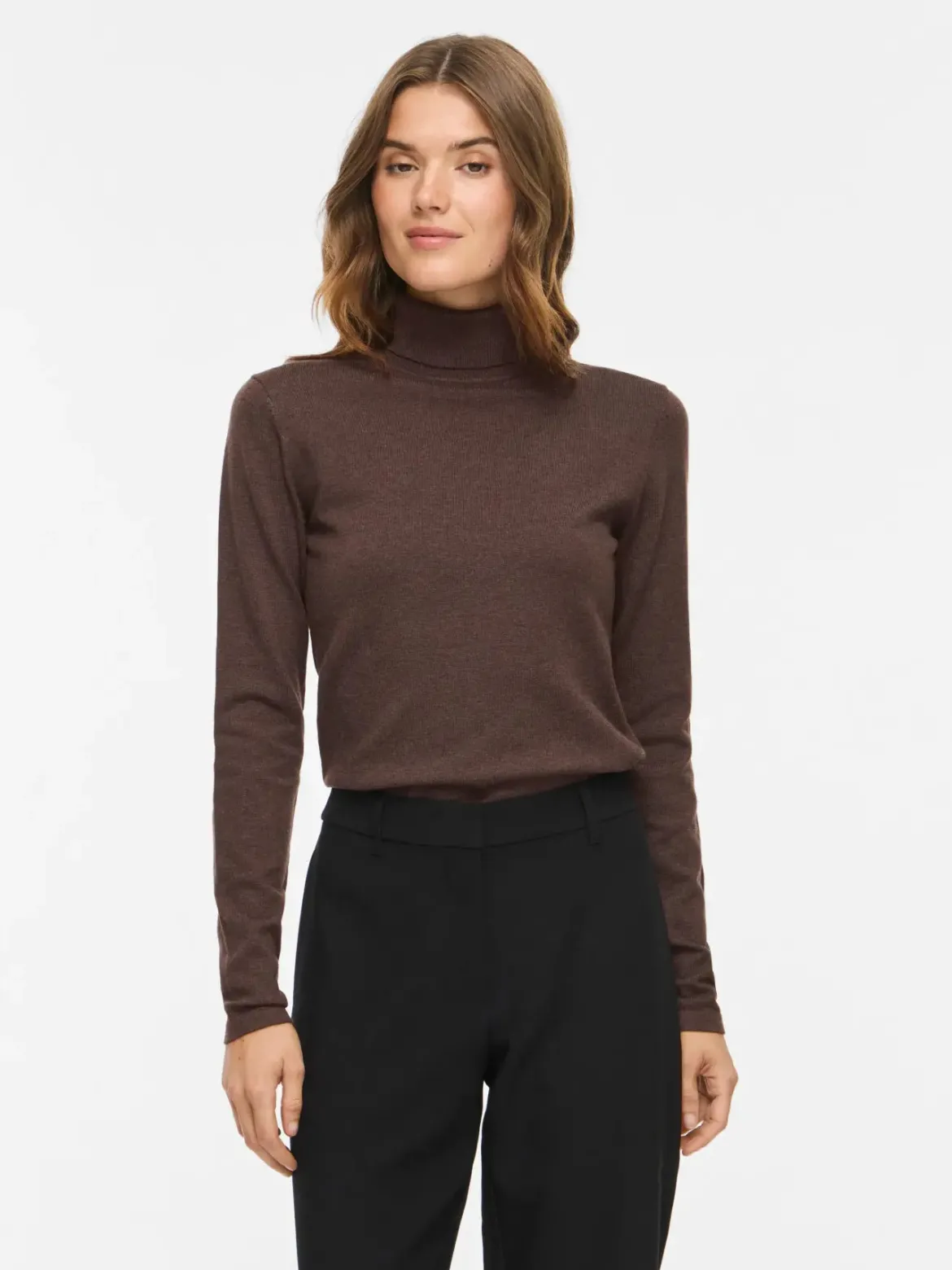 Vila naisten neulepusero Vimalu Rollneck, Coffee Bean Melange