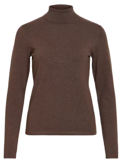 Vila naisten neulepusero Vimalu Rollneck, Coffee Bean Melange