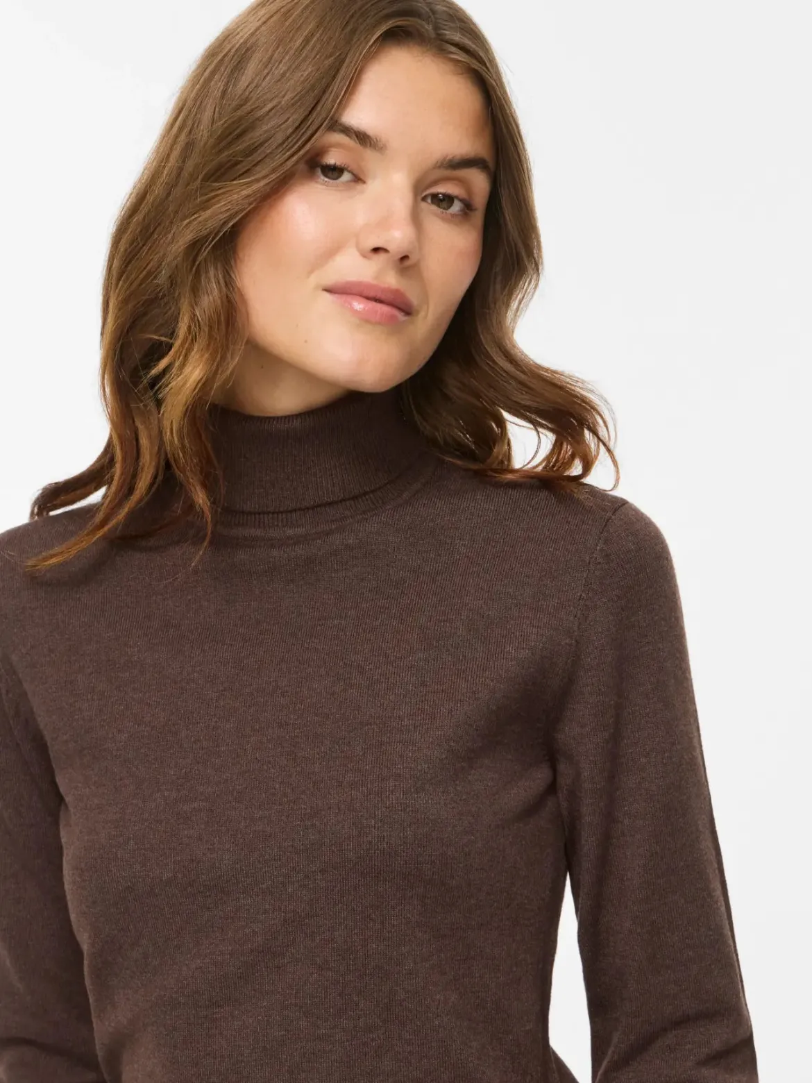 Vila naisten neulepusero Vimalu Rollneck, Coffee Bean Melange