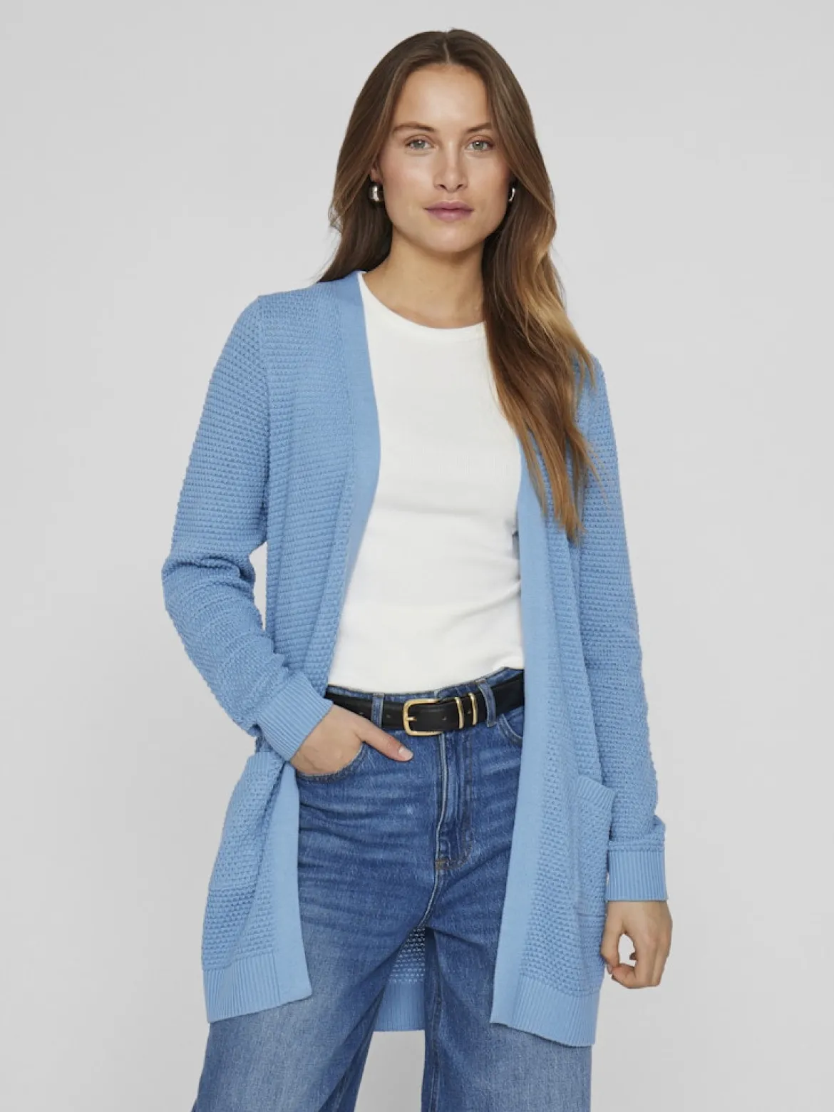 Vila naisten neuletakki, VIDALO L/S KNIT CARDIGAN- Blissful Blue
