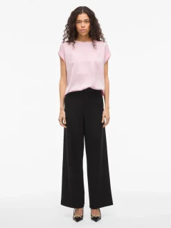 Vila naisten paita Viellette S/S Satin Top, Cherry Blossom