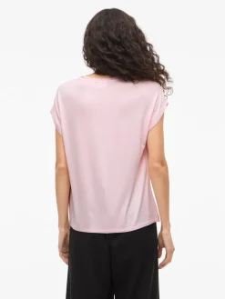 Vila naisten paita Viellette S/S Satin Top, Cherry Blossom