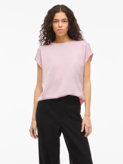 Vila naisten paita Viellette S/S Satin Top, Cherry Blossom