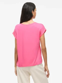 Vila naisten paita VIEllette S/S Satin Top - Noos, Sangria Sunset
