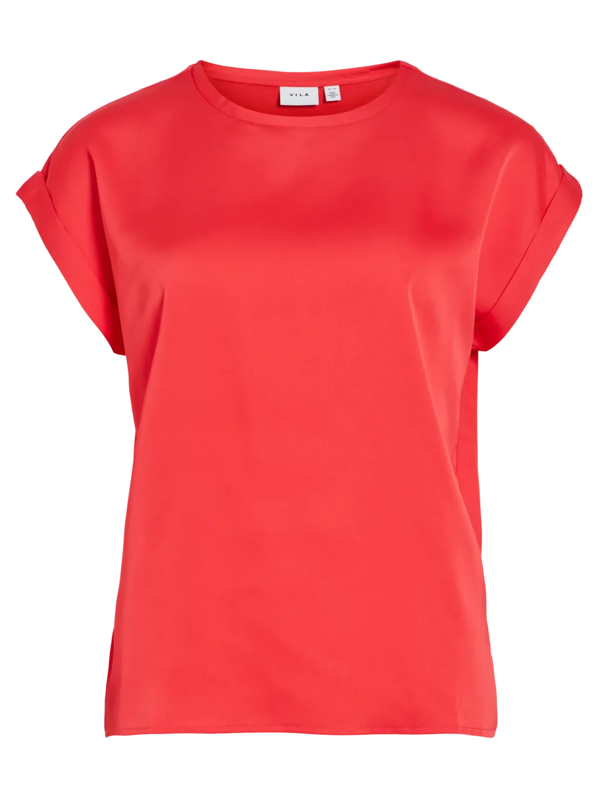 Vila naisten paita Viellette S/S Satin Top, Hibiscus