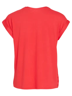 Vila naisten paita Viellette S/S Satin Top, Hibiscus