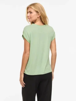 Vila naisten paita Viellette S/S Satin Top, Smoke Green