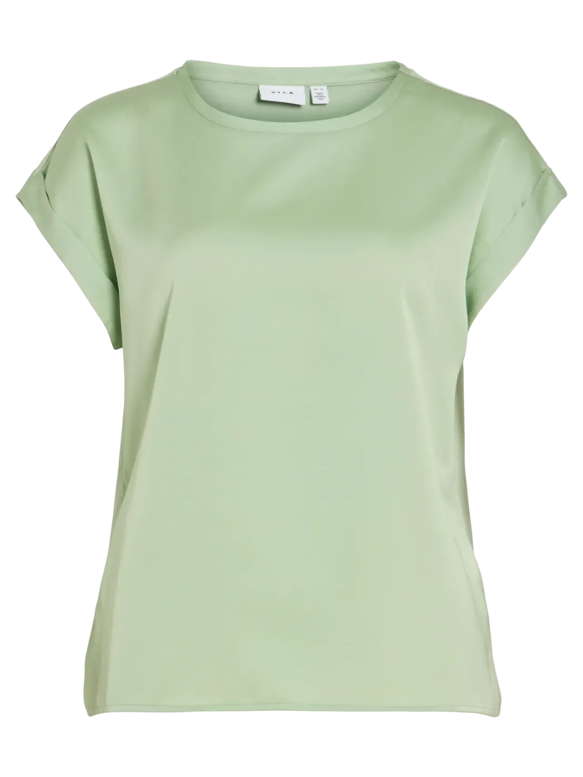 Vila naisten paita Viellette S/S Satin Top, Smoke Green
