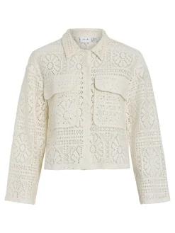 Vila naisten paita Vimerinda Crochet L/S Cardigan, birch
