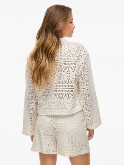 Vila naisten paita Vimerinda Crochet L/S Cardigan, birch