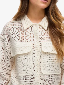Vila naisten paita Vimerinda Crochet L/S Cardigan, birch