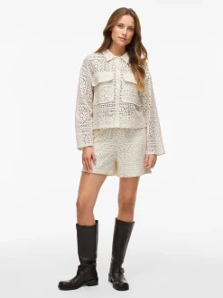 Vila naisten paita Vimerinda Crochet L/S Cardigan, birch